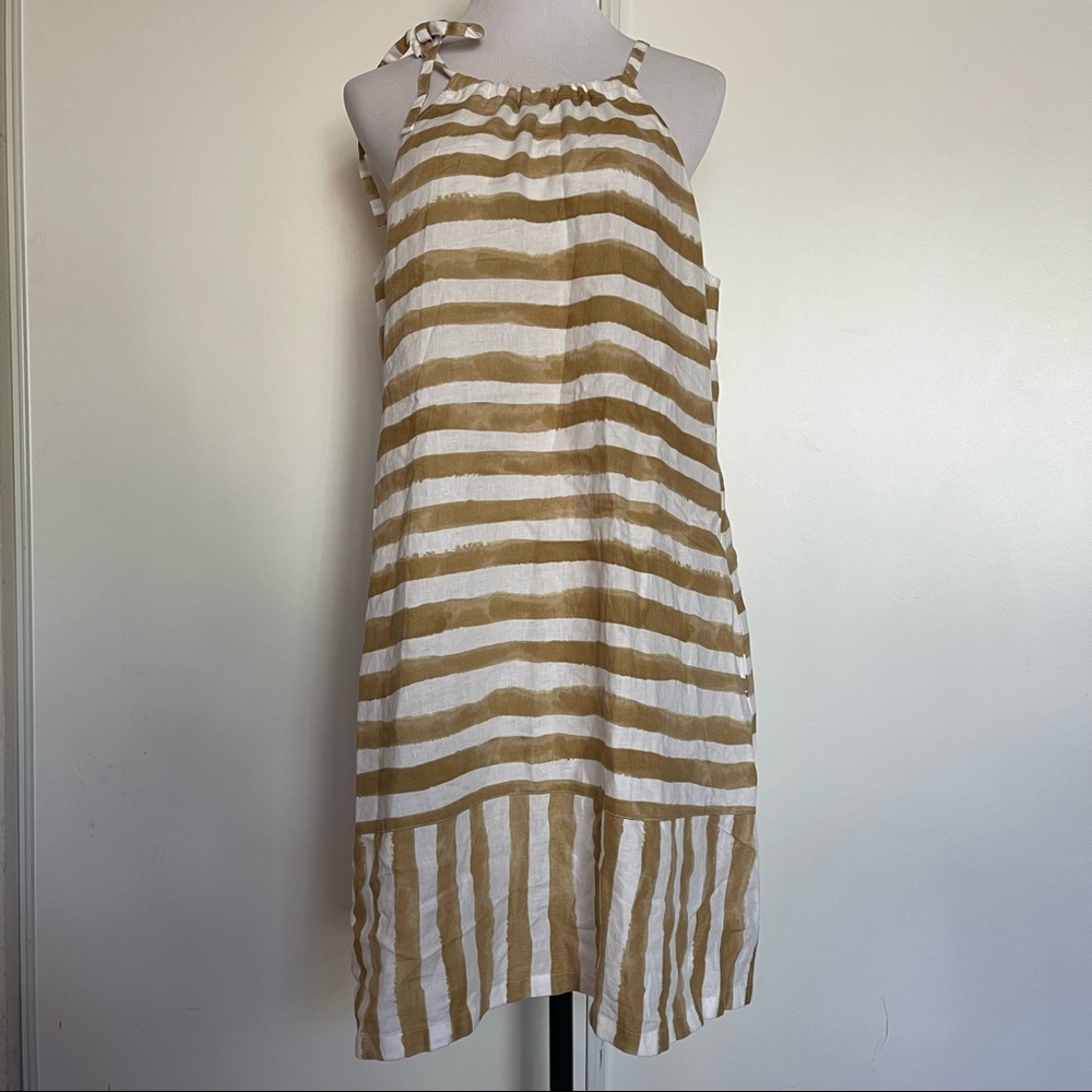 Tommy Bahama Tan and White Striped Dress